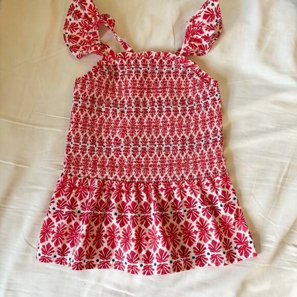 Vineyard Vines Girls Smocked Shell Peplum Tank Top - Picture 1 of 5